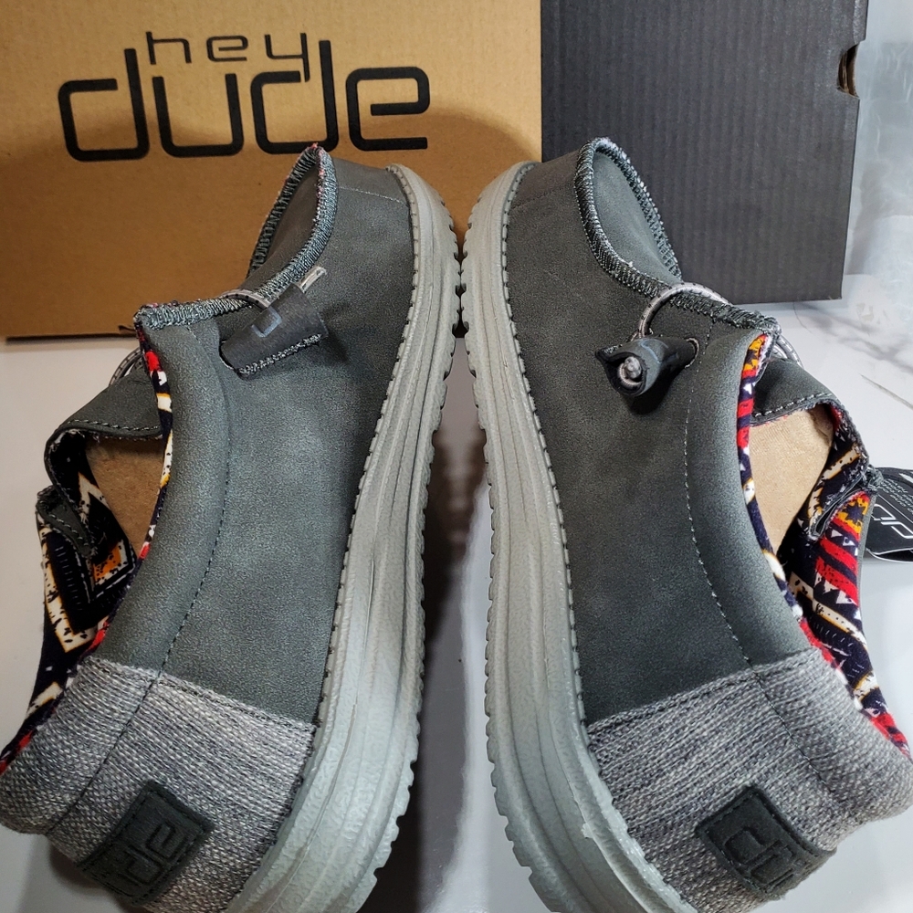 NEW Hey Dude Womens Quarry Gray Leather Casual Comfort Shoes Womens 9 - Picture 6 of 12
